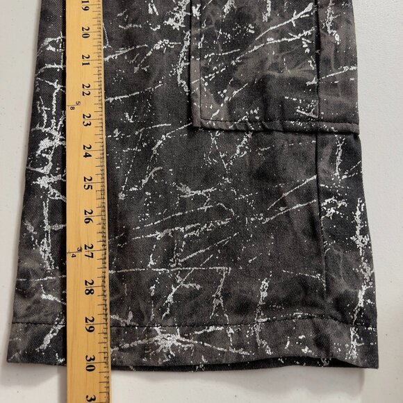 Fashion Nova Eye of the Storm Cargo Pants Black Metallic Paint Splatter Print L - Picture 10 of 16